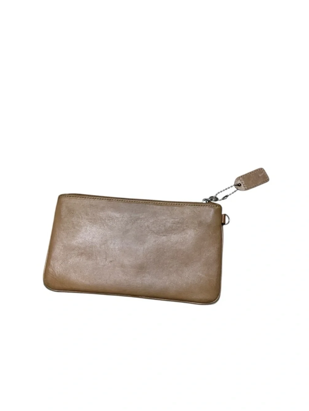 Coach Brown Leather Wristlet Clutch Wallet Small Zip Pouch